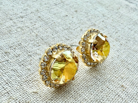 Amelia Square Cut Crystal Halo Framed Earrings - Shabby To Chic Jewelry