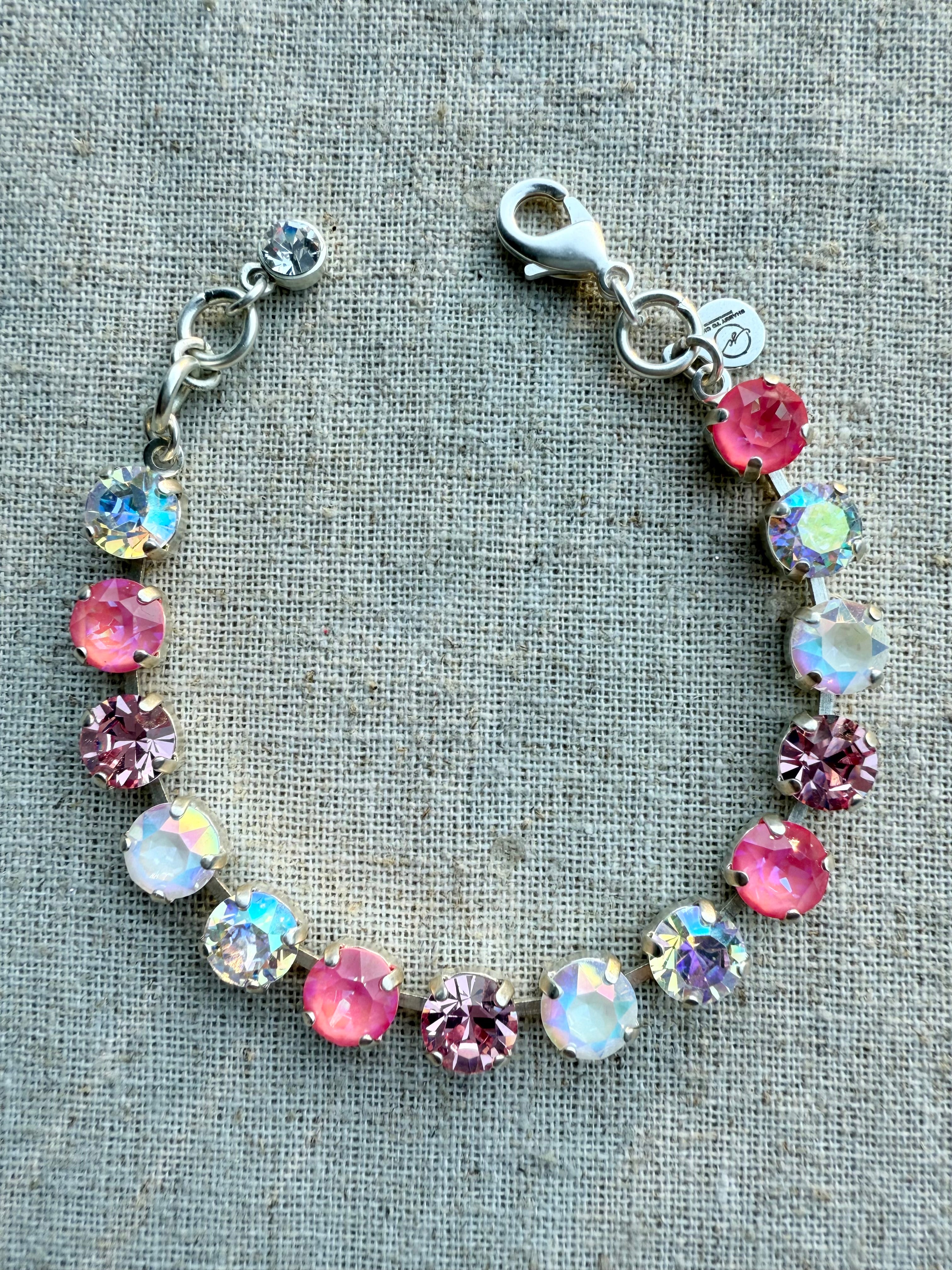 Maddie Pink Crystal Tennis Bracelet - Shabby To Chic Jewelry
