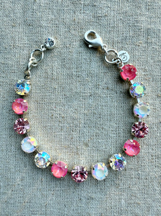 Maddie Pink Crystal Tennis Bracelet - Shabby To Chic Jewelry