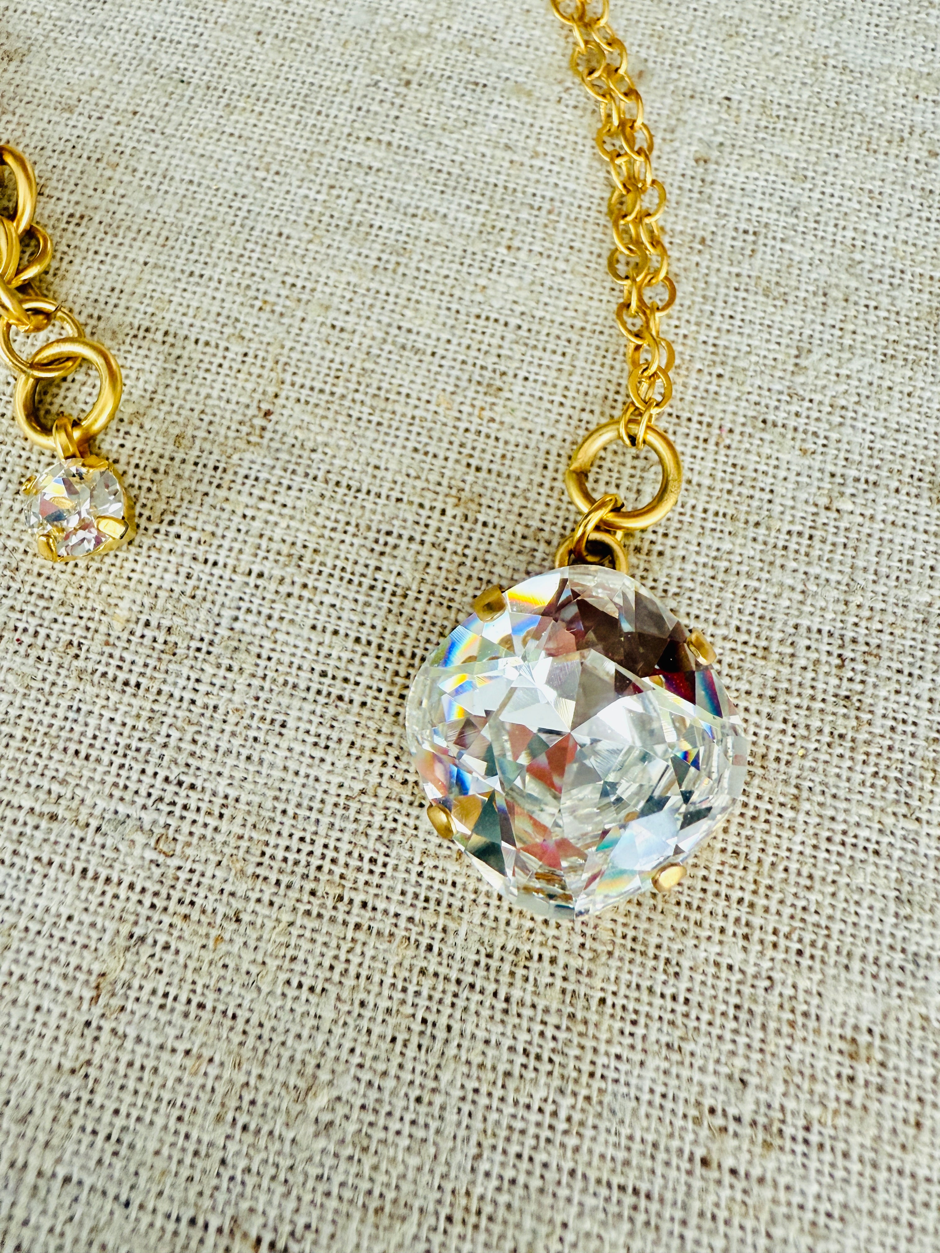 Macy Crystal Pendant Necklace Gold - Shabby To Chic Jewelry