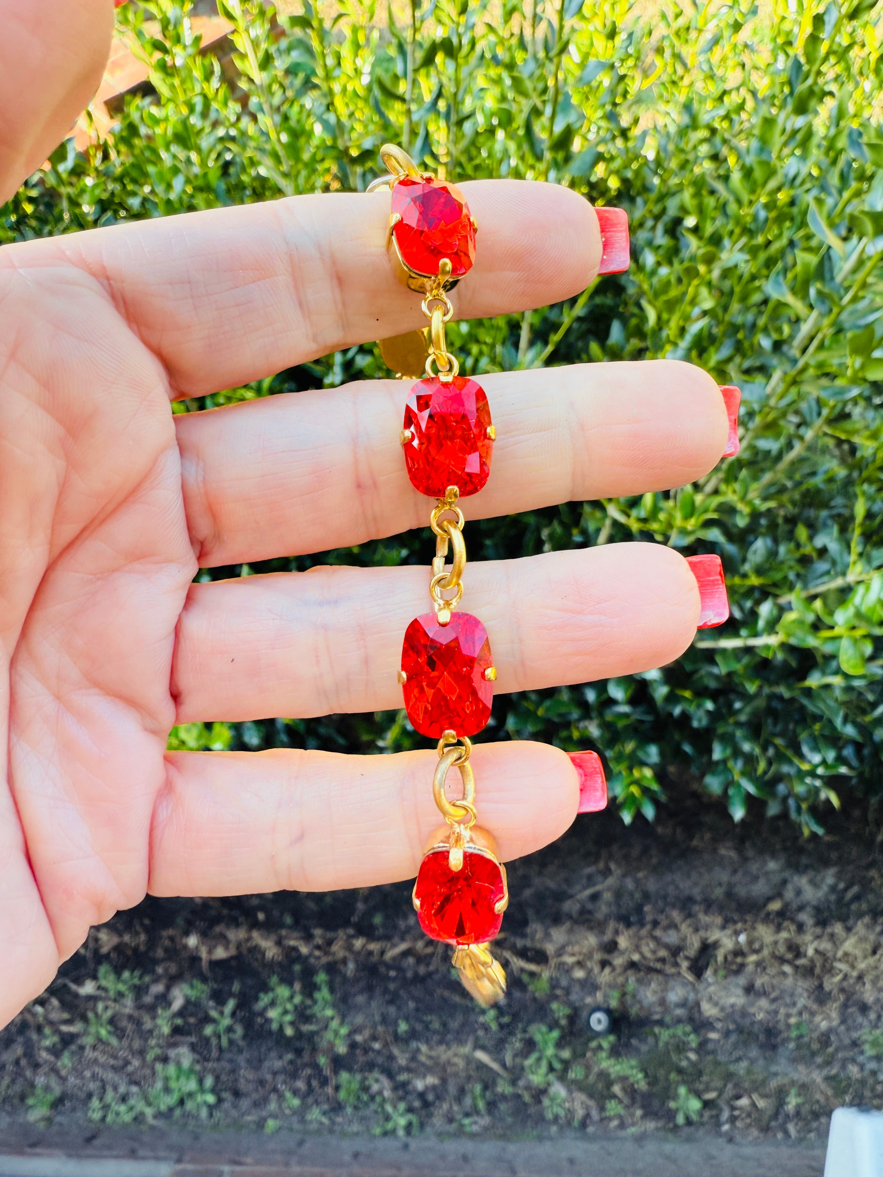 Anna Red Crystal Tennis Bracelet - Shabby To Chic Jewelry