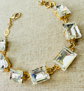 Ava Rectangle Cut Crystal Tennis Bracelet - Shabby To Chic Jewelry