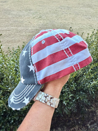 Logan Patriotic Crystal Embellished Baseball Hat - Shabby To Chic Jewelry