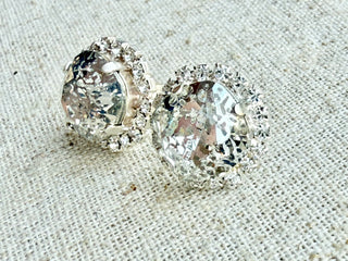 Tali Patina Square Cut Crystal Halo Framed Earrings - Shabby To Chic Jewelry