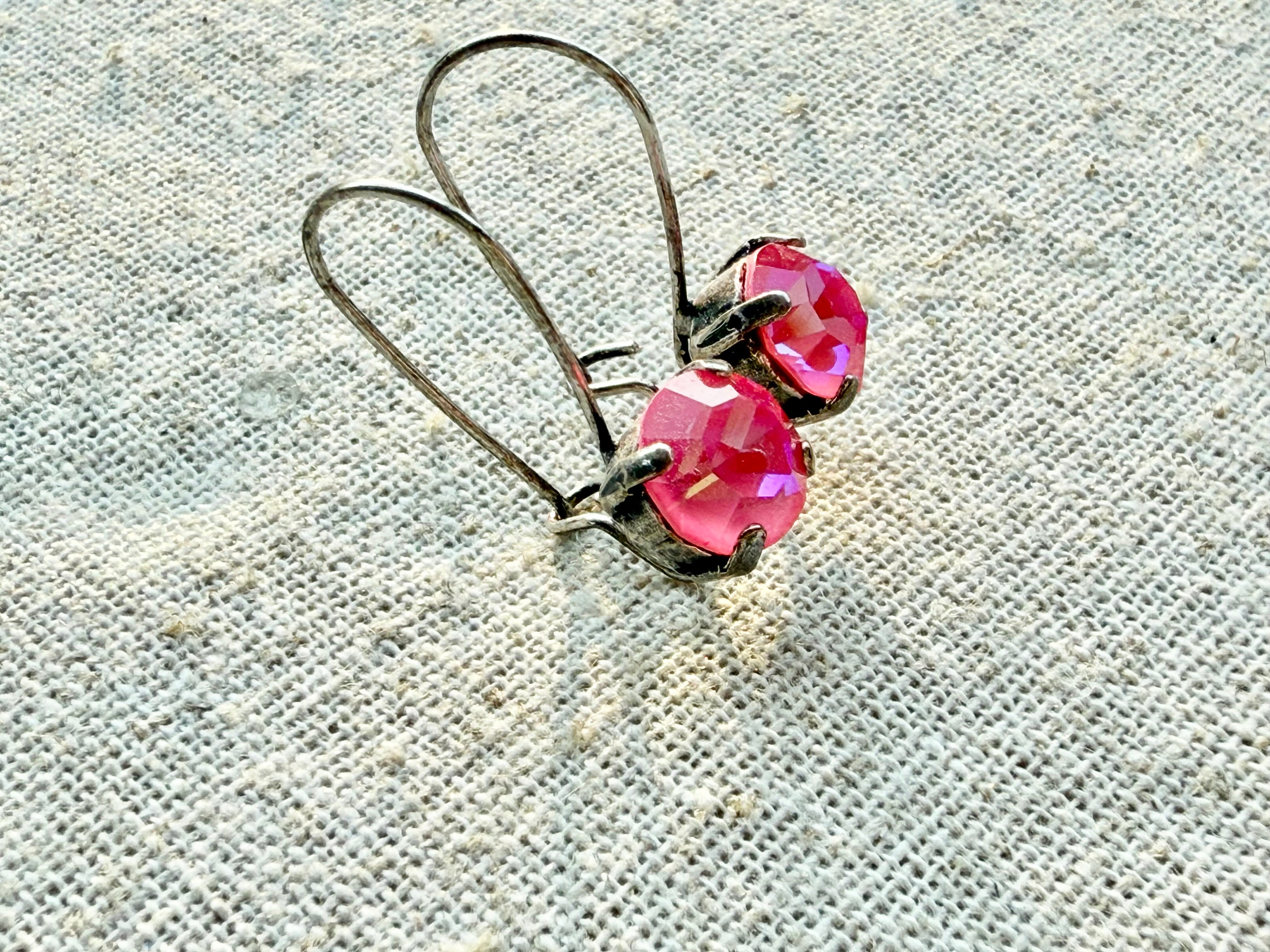 Maggie Pink Crystal Dangle Earrings - Shabby To Chic Jewelry