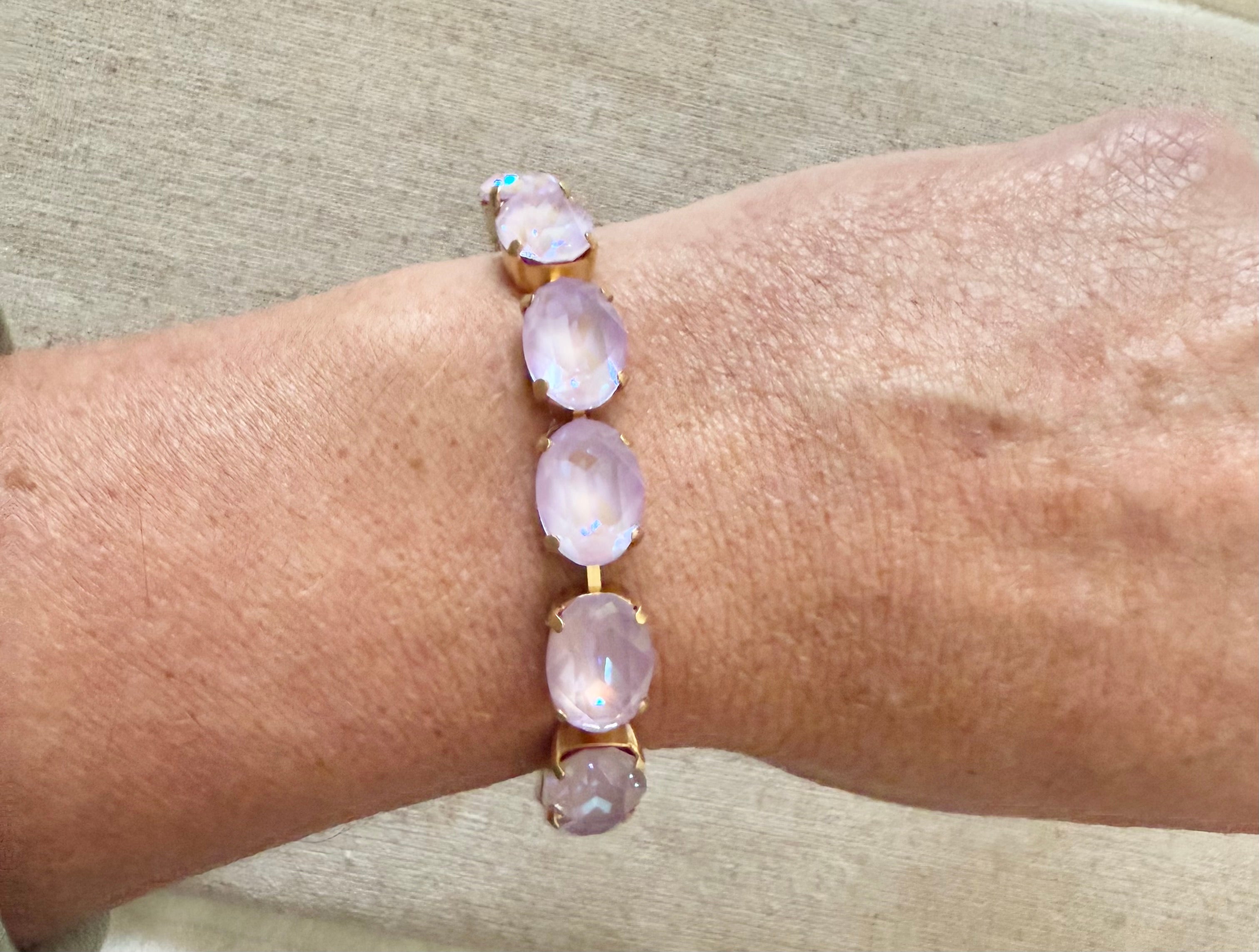 Mollie Oval Cut Lilac Crystal Bracelet - Shabby To Chic Jewelry