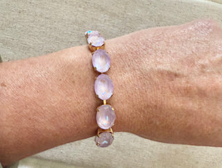 Mollie Oval Cut Lilac Crystal Bracelet - Shabby To Chic Jewelry