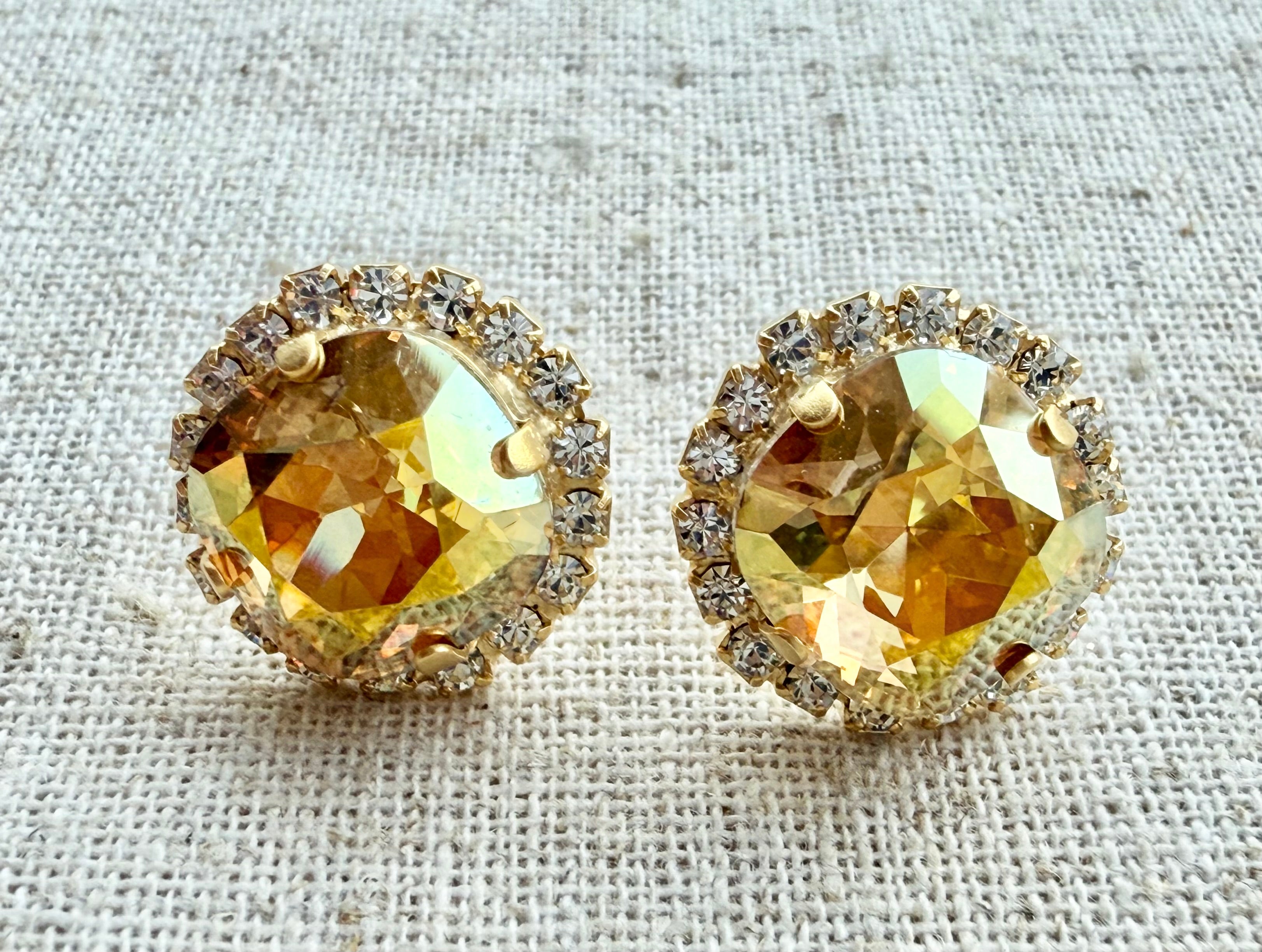 Amelia Square Cut Crystal Halo Framed Earrings - Shabby To Chic Jewelry