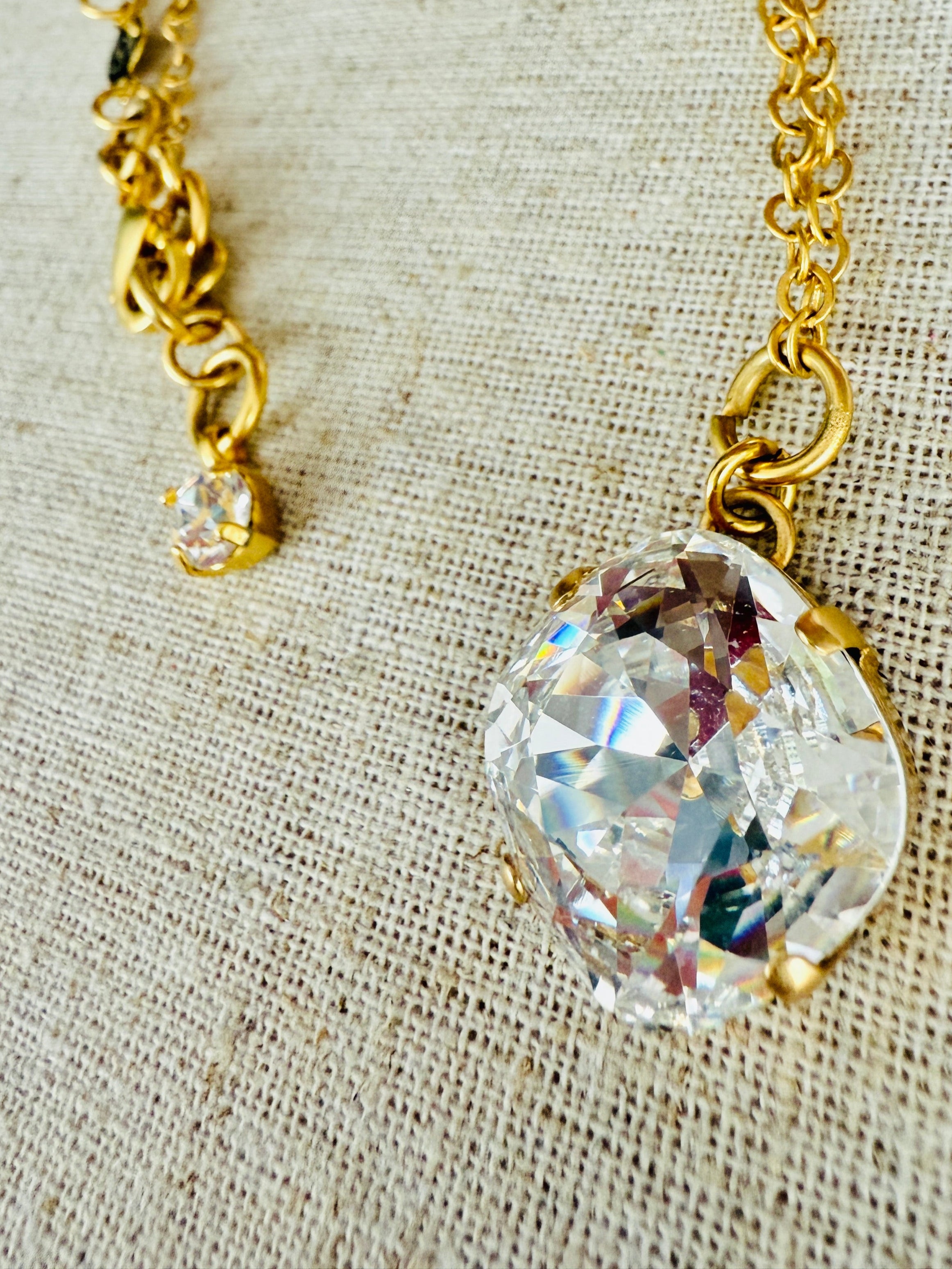Macy Crystal Pendant Necklace Gold - Shabby To Chic Jewelry