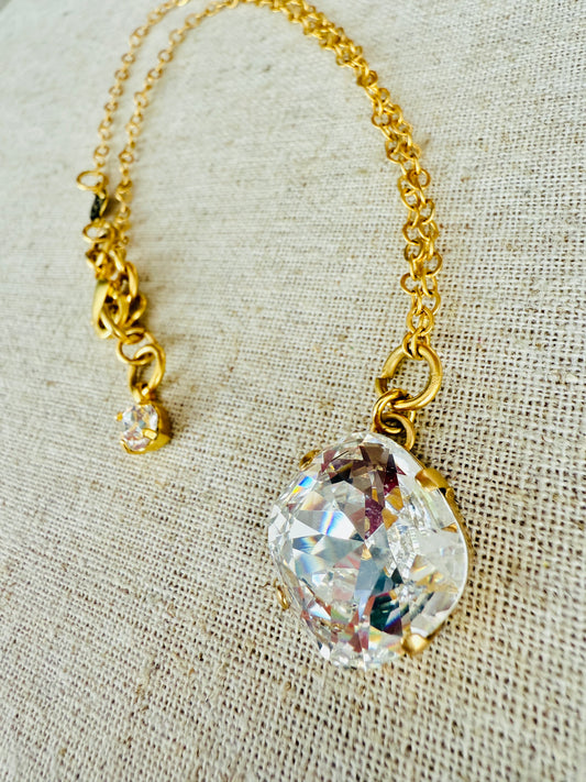 Macy Crystal Pendant Necklace Gold - Shabby To Chic Jewelry