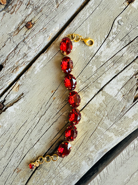 Ruby Oval Crystal Tennis Bracelet - Shabby To Chic Jewelry