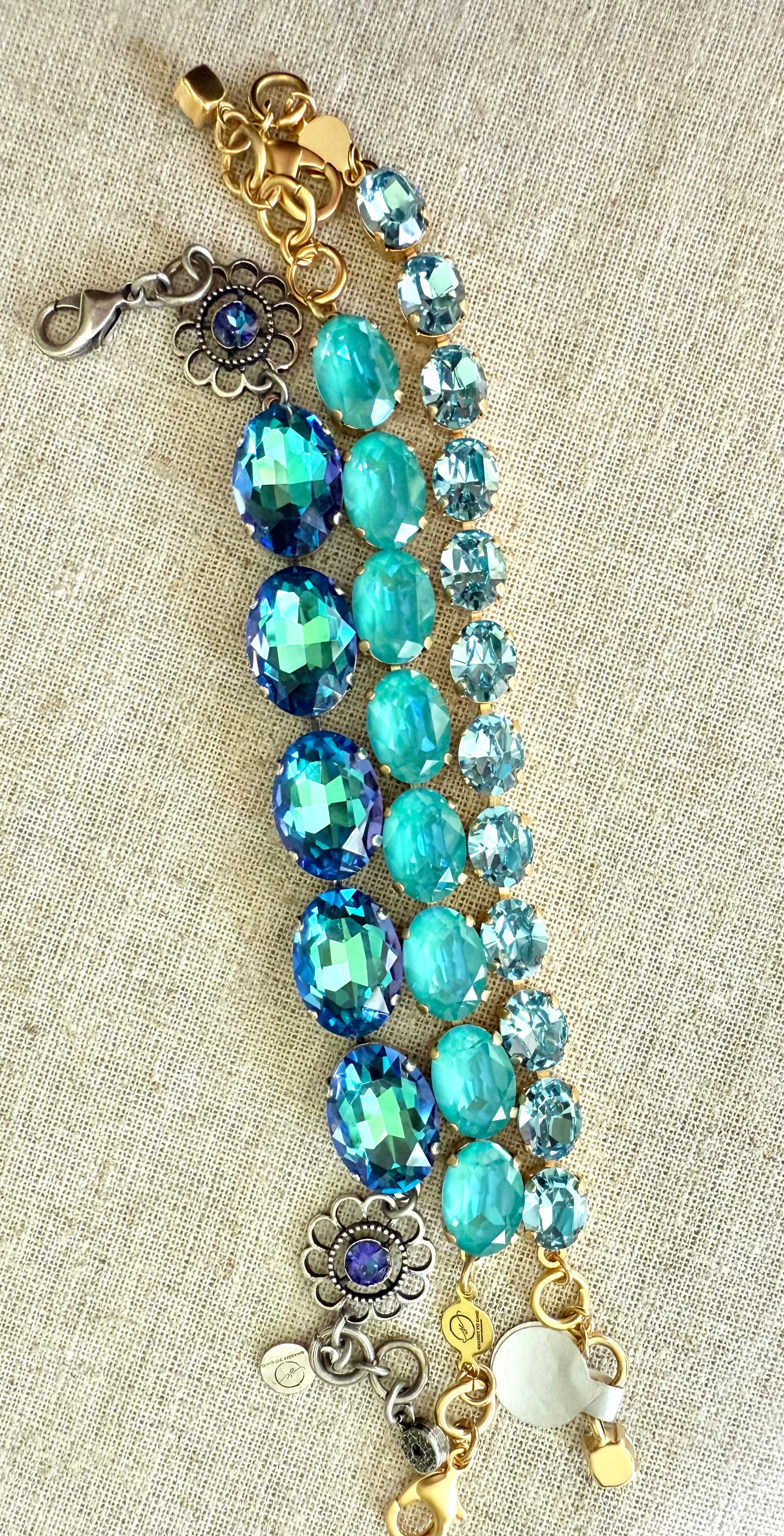 Bailey Oval Cut Turquoise Crystal Tennis Bracelet - Shabby To Chic Jewelry