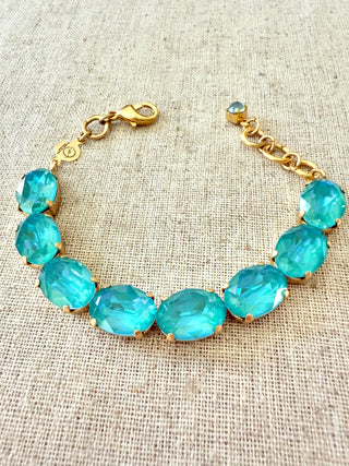 Bailey Oval Cut Turquoise Crystal Tennis Bracelet - Shabby To Chic Jewelry