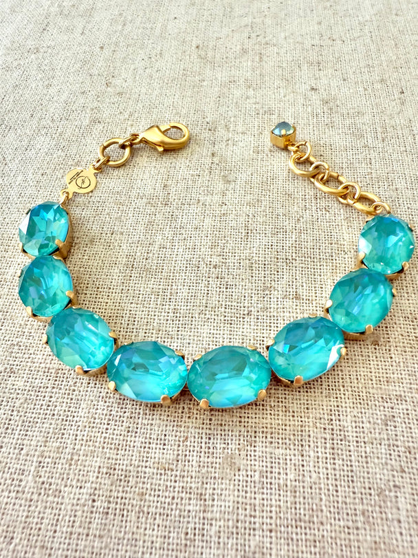 Bailey Oval Cut Turquoise Crystal Tennis Bracelet - Shabby To Chic Jewelry