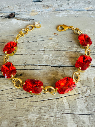 Anna Red Crystal Tennis Bracelet - Shabby To Chic Jewelry