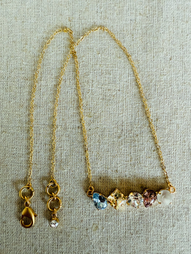 Ayla • Multi-Shaped Crystal Bar •  Necklace