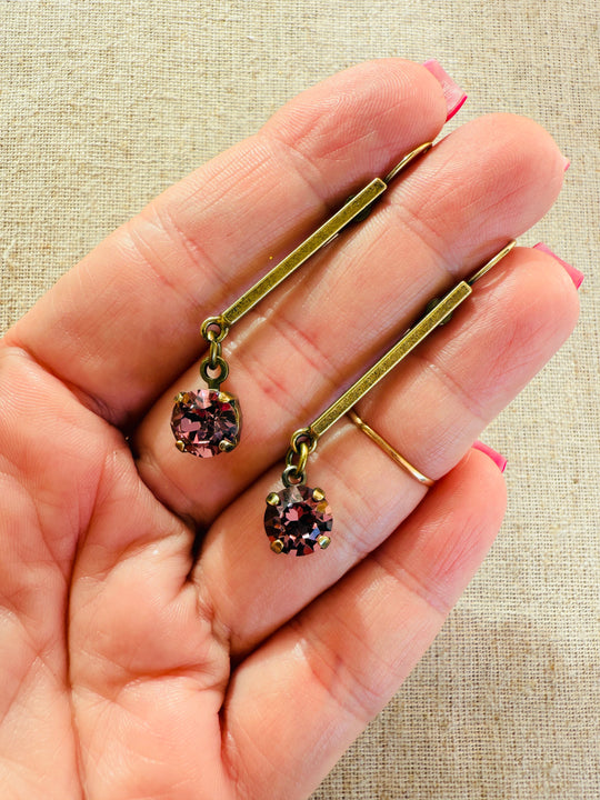 Plum • Crystal Dangle Earrings