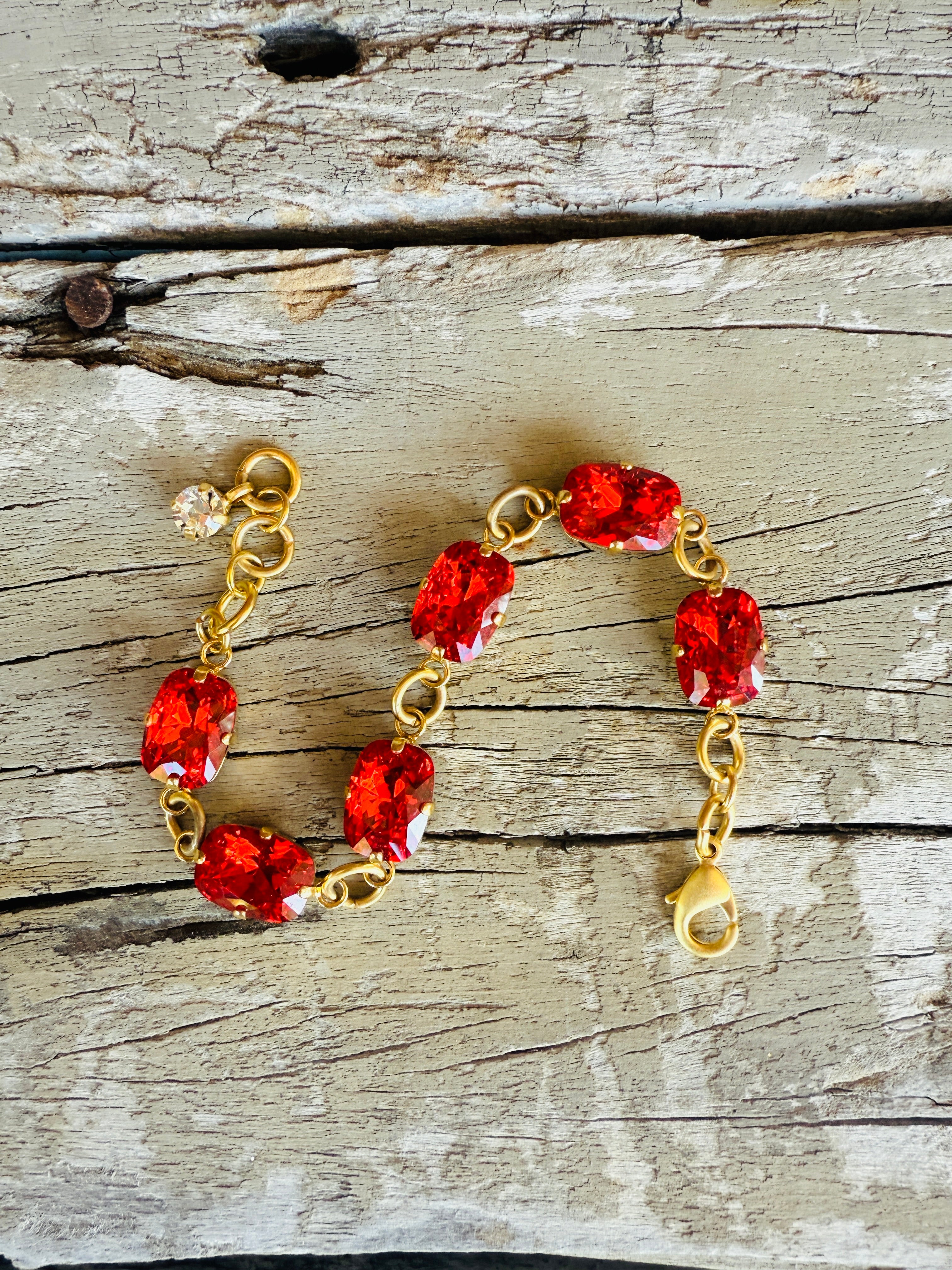 Anna Red Crystal Tennis Bracelet - Shabby To Chic Jewelry