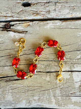 Anna Red Crystal Tennis Bracelet - Shabby To Chic Jewelry