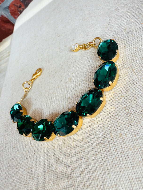 Kelly Oval Cut Emerald Crystal Tennis Bracelet