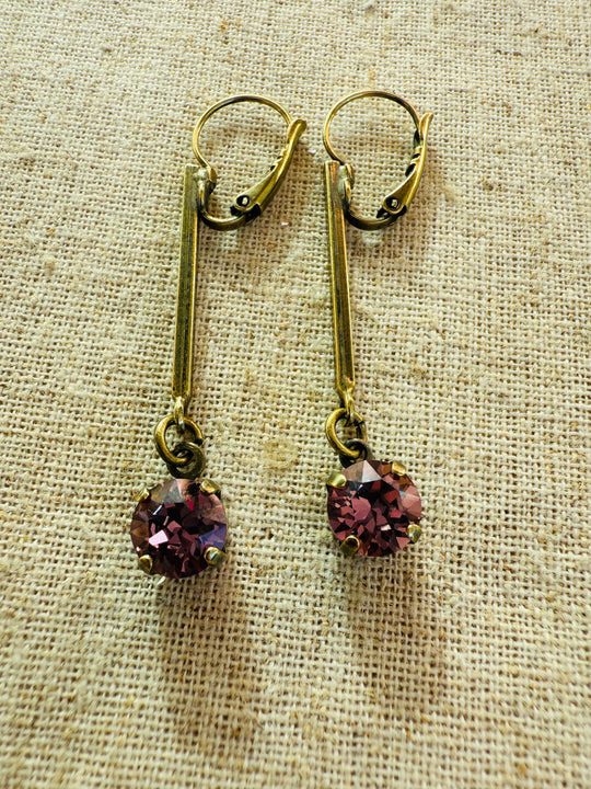 Plum • Crystal Dangle Earrings