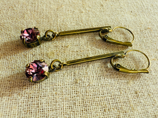 Plum • Crystal Dangle Earrings