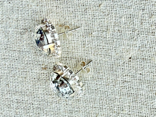 Tali Patina Square Cut Crystal Halo Framed Earrings - Shabby To Chic Jewelry