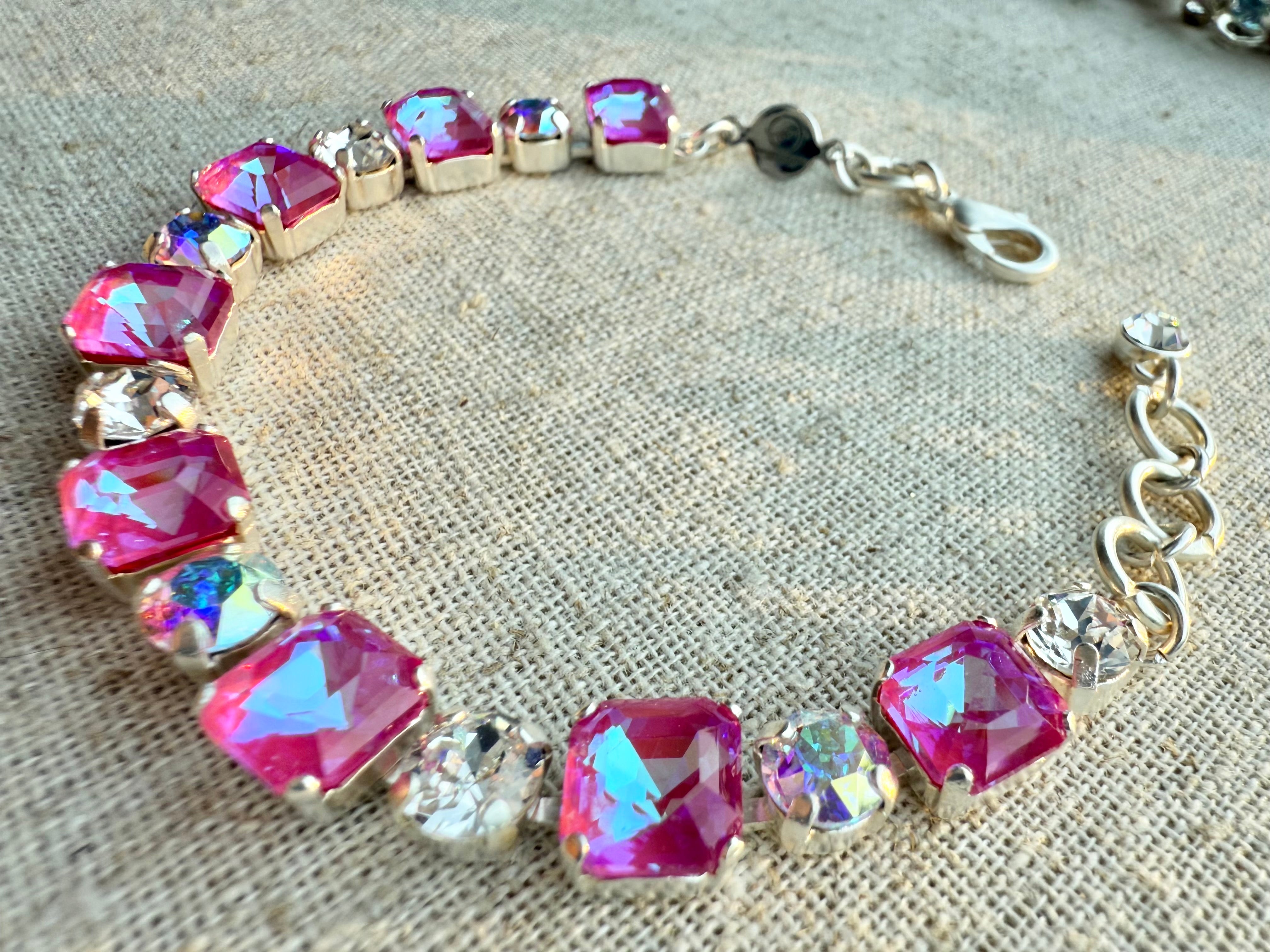 Judy Square Cut Crystal Tennis Bracelet - Shabby To Chic Jewelry