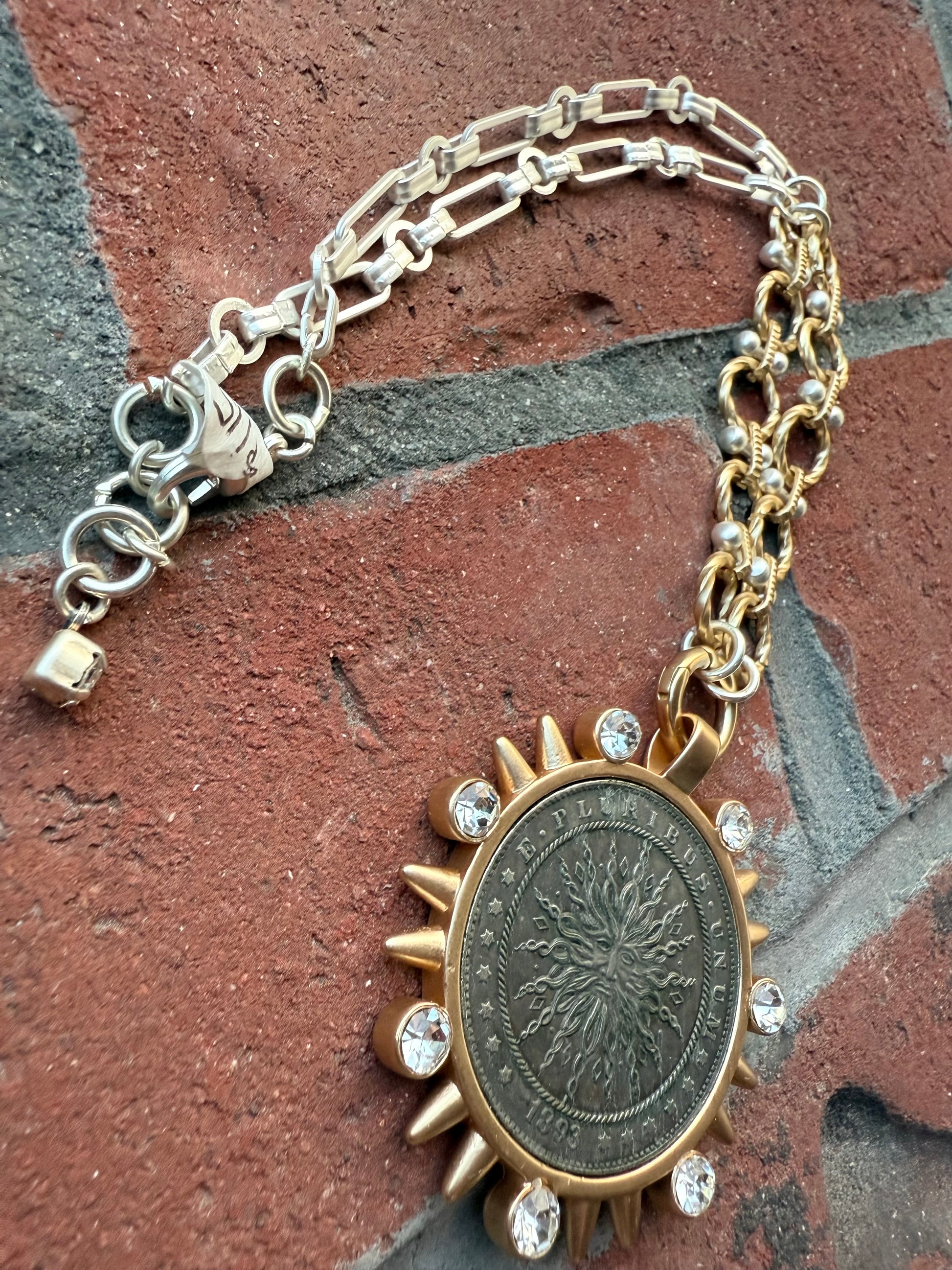 Leslie Sun Pendant Coin Necklace - Shabby To Chic Jewelry