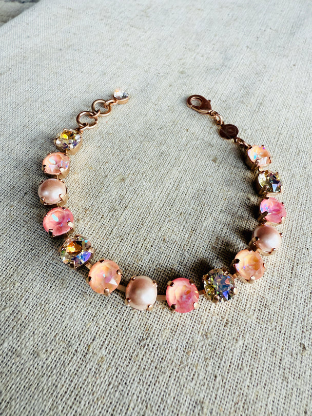 Talia Peach Rose Gold Tennis Crystal Bracelet