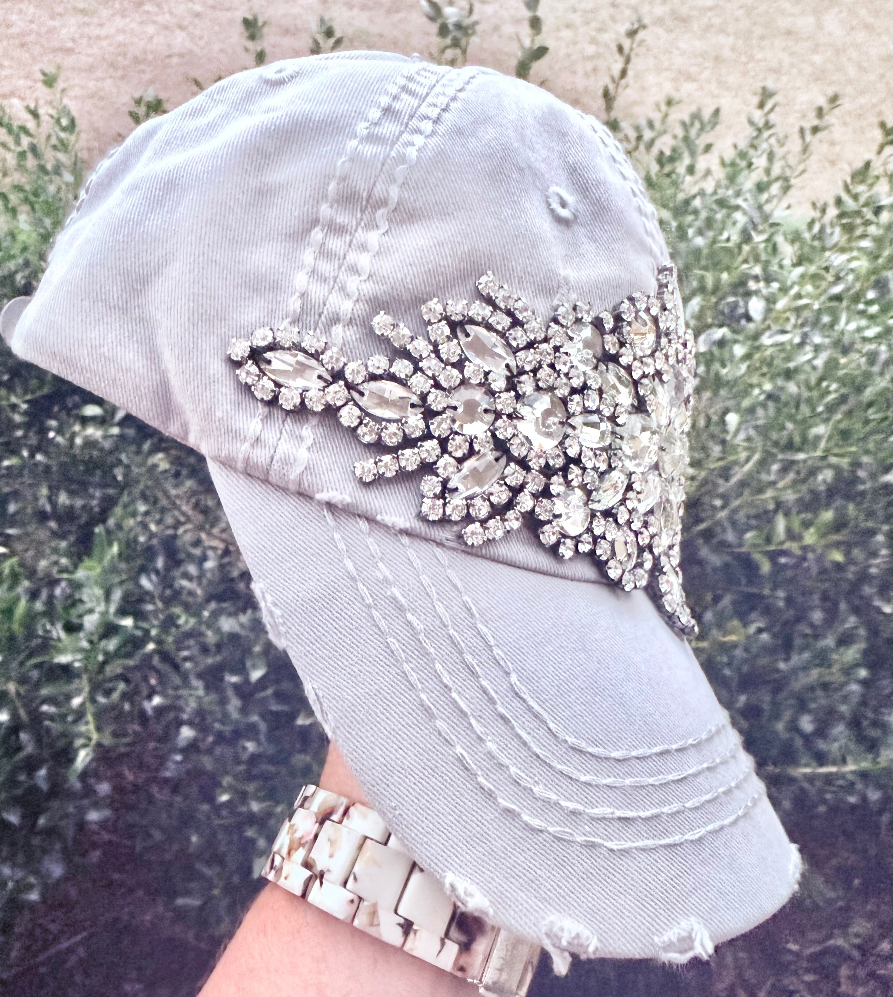 Victoria Crystal Embellished Fashion Baseball Hat - Shabby To Chic Jewelry