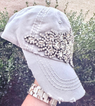 Victoria Crystal Embellished Fashion Baseball Hat - Shabby To Chic Jewelry