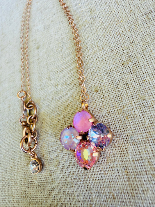 Melissa Clover Crystal Pendant Necklace