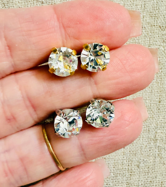 Jackie Crystal Stud Earrings - 8mm