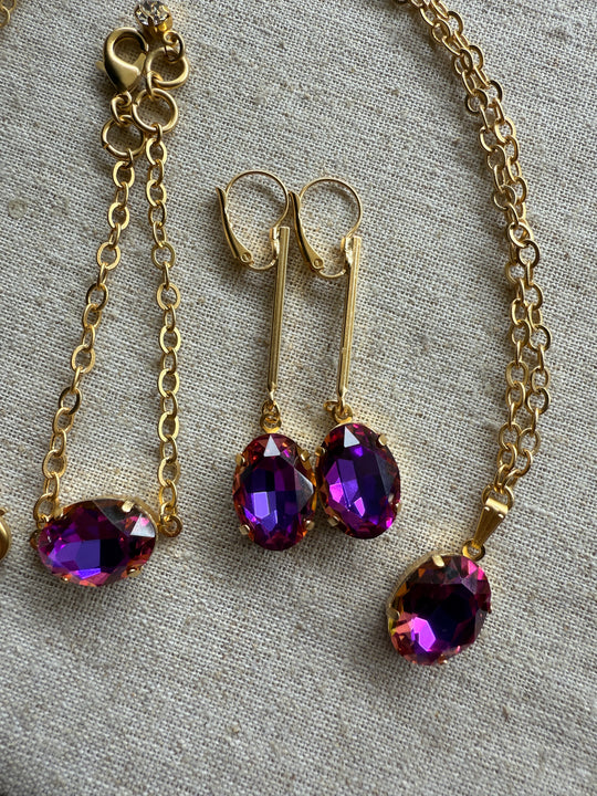 Orchid Shadow • Bracelet Necklace and Earrings Set