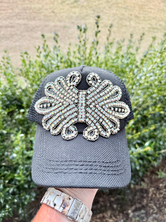 Iris Crystal Embellished Fashion Baseball Hat