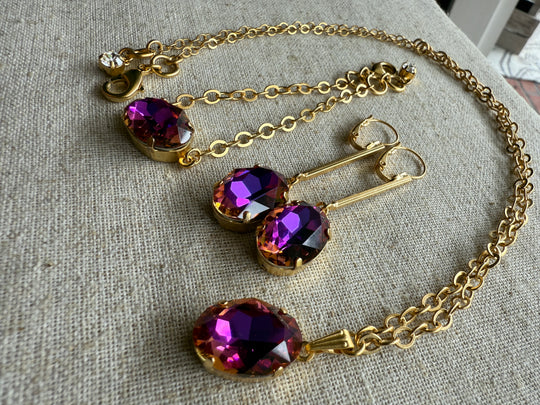 Orchid Shadow • Bracelet Necklace and Earrings Set