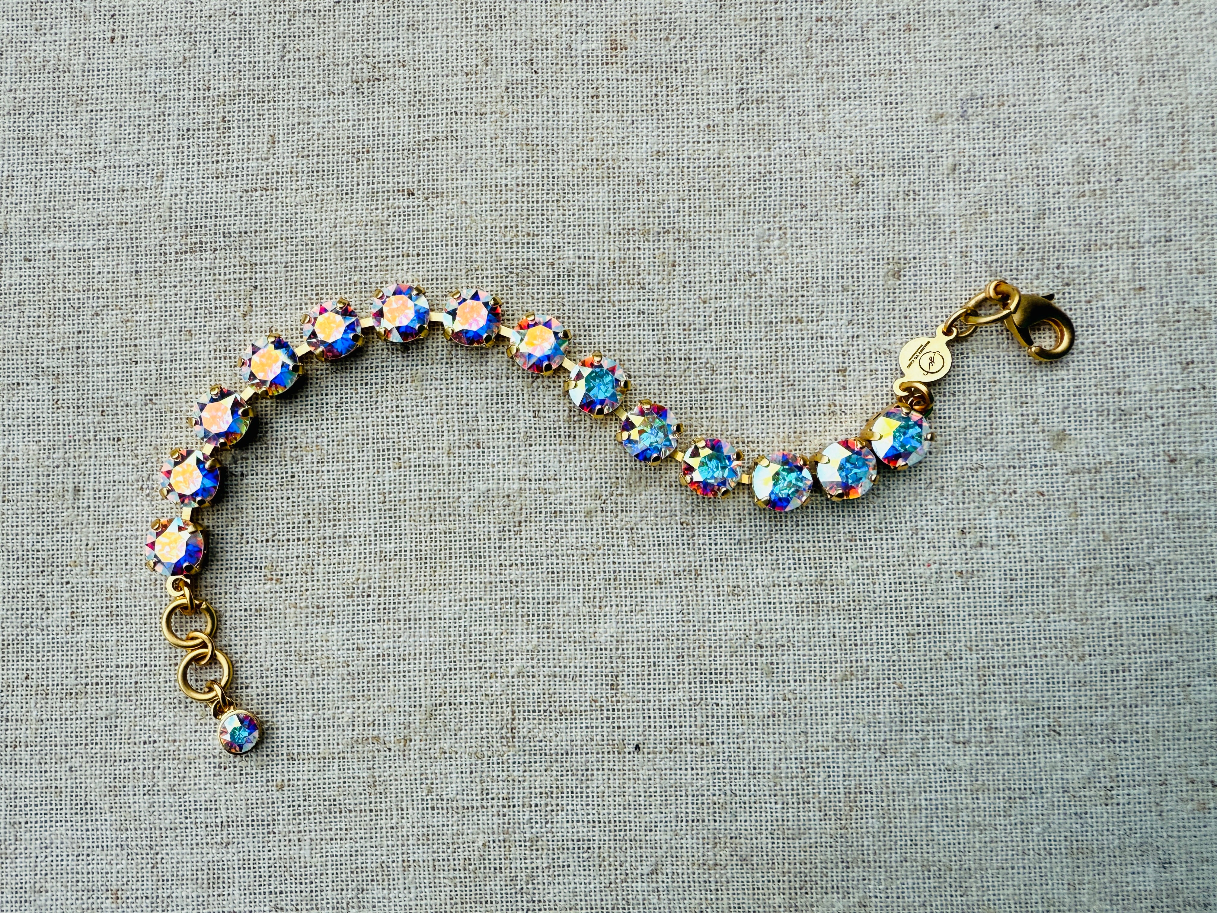 Caroline Matte Gold Crystal Tennis Bracelet - Shabby To Chic Jewelry