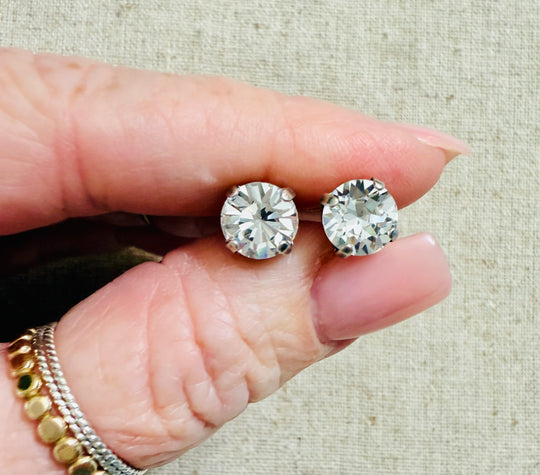 Jackie Crystal Stud Earrings - 8mm