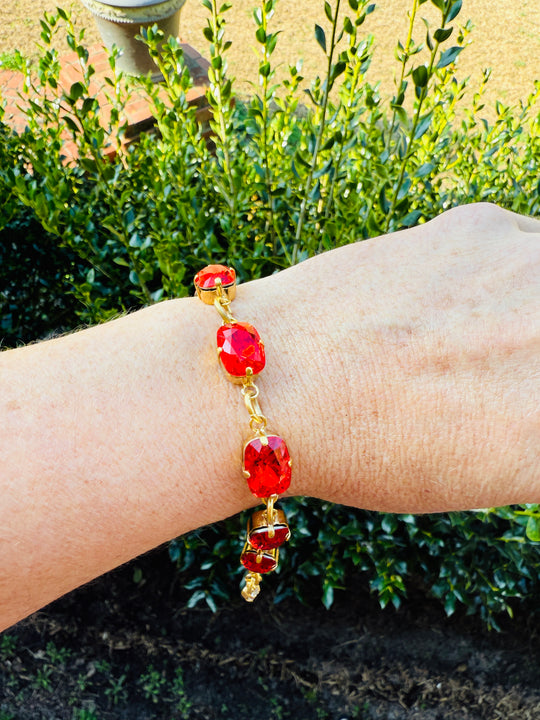 Anna Red Crystal Tennis Bracelet - Shabby To Chic Jewelry