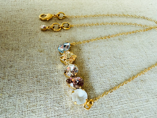 Ayla • Multi-Shaped Crystal Bar •  Necklace