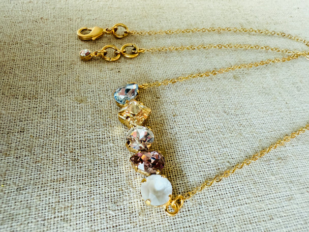 Ayla • Multi-Shaped Crystal Bar •  Necklace