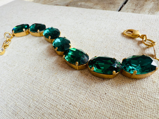 Kelly Oval Cut Emerald Crystal Tennis Bracelet