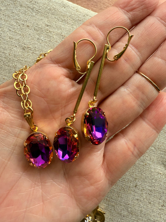 Orchid Shadow • Bracelet Necklace and Earrings Set