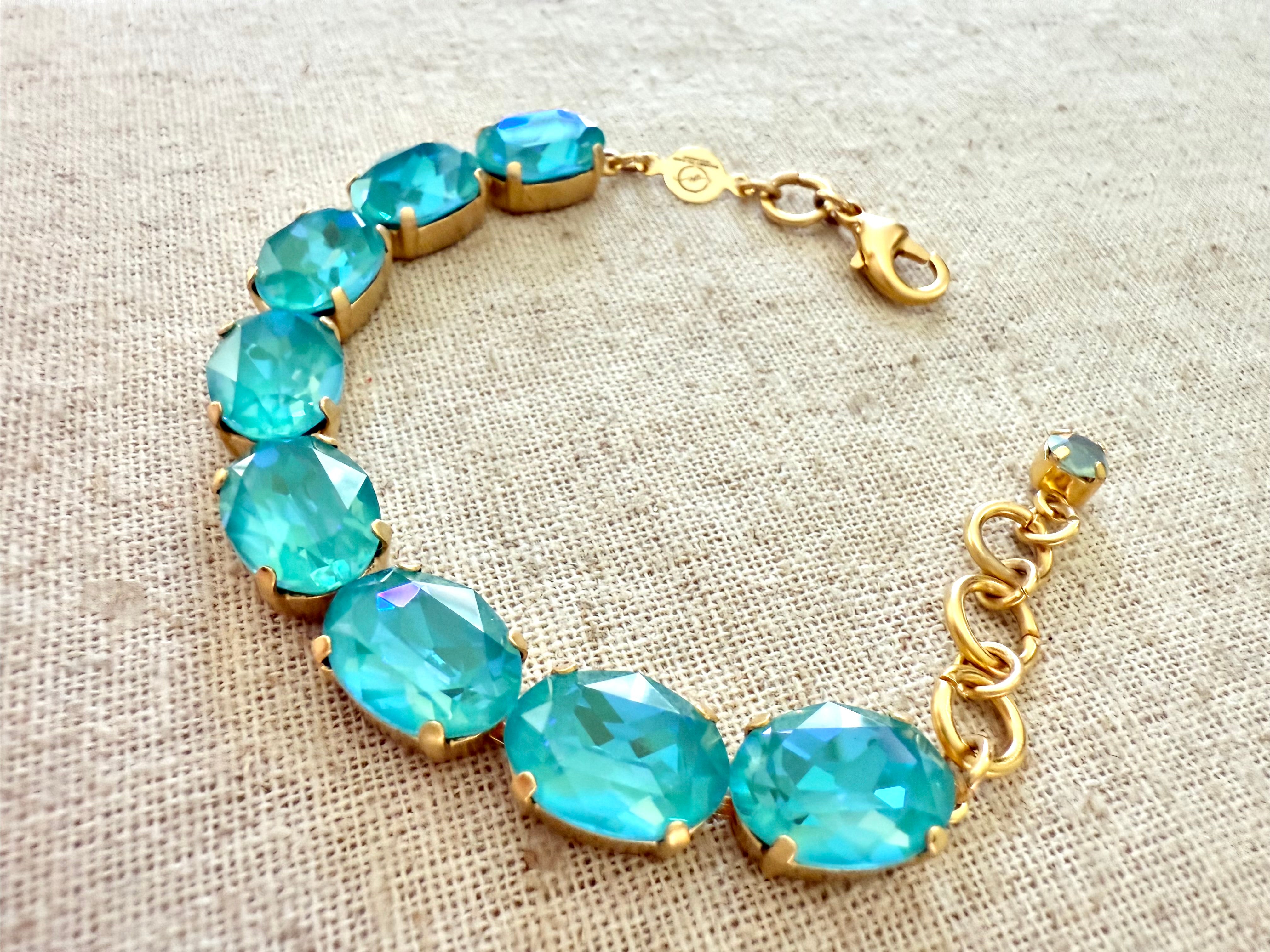 Bailey Oval Cut Turquoise Crystal Tennis Bracelet - Shabby To Chic Jewelry