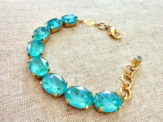 Bailey Oval Cut Turquoise Crystal Tennis Bracelet - Shabby To Chic Jewelry