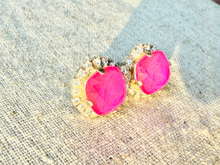 Belle Square Cut Crystal Halo Framed Earrings - Shabby To Chic Jewelry