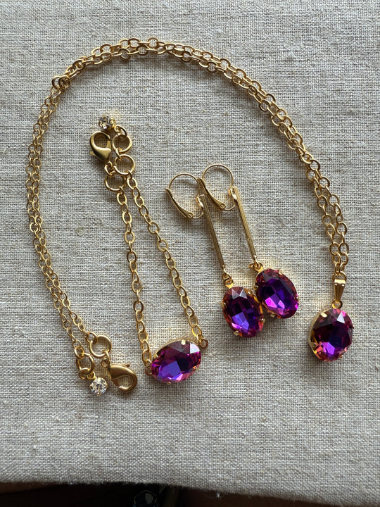 Orchid Shadow • Bracelet Necklace and Earrings Set