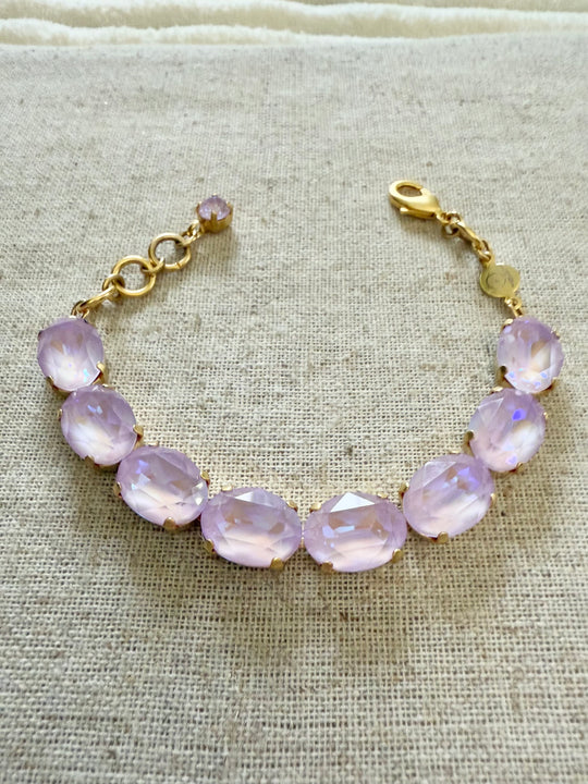 Mollie Oval Cut Lilac Crystal Bracelet - Shabby To Chic Jewelry