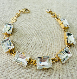 Ava Rectangle Cut Crystal Tennis Bracelet - Shabby To Chic Jewelry